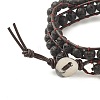 Round Natural Lava Rock Braided Wrap Bracelet BJEW-JB08176-5