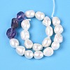 Natural Amethyst Nuggets & Natural Cultured Freshwater Pearl Beads Strands PEAR-N023-01A-07-3