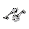 Key Brass Natural Quartz Crystal Big Pendants KK-D361-01AS-13-2