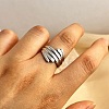 304 Stainless Steel Open Cuff Rings for Women RJEW-K258-10P-1