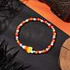 Halloween Candy Corn Acrylic & Glass Seed Beaded Stretch Bracelets Women BJEW-JB10525-03-2