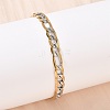 304 Stainless Steel Figaro Chain Bracelets for Women BJEW-G757-15GP-3