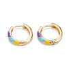 Brass Enamel Hoop Earrings EJEW-D274-07G-1