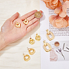 FIBLOOM 4 Pairs 4 Style Brass & Alloy Geometry Dangle Stud Earrings for Women EJEW-FI0002-68-3