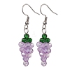 Grape Glass Dangle Earrings EJEW-JE06171-3