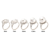 Flower Brass Micro Pave Clear Cubic Zirconia Cuff Ring Settings KK-D378-33P-6