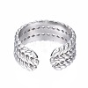 Non-Tarnish 304 Stainless Steel Twist Rope Open Cuff Ring RJEW-T023-47P-2