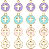 16Pcs 4 Colors Light Gold Plated Alloy Enamel Pendants ENAM-FS0001-85-1