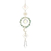 Sun Moon Ring Brass & Natural Green Aventurine Chip Suncatcher HJEW-JM05027-03-1