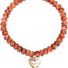 Resin and Plastic Heart Pendant Rondelle Beaded Necklaces with Alloy End Chains FS-WG415CE-01-2