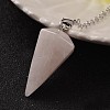 Platinum Tone Brass Rose Quartz Cone Hexagonal Pointed Dowsing Pendulums X-MAK-M015-01H-2