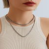 2Pcs 2 Styles 304 Stainless Steel Box Chain Necklaces NJEW-LP0003-30-3