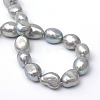 Oval Natural Cultured Freshwater Pearl Beads Strands X-PEAR-R015-28-2