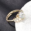 Brass Micro Pave Cubic Zirconia Cuff Open Rings CU-CBA5C10-08G-2