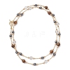Round Synthetic Non-Magnetic Hematite & Quartz Crystal & Natural Tiger Eye and Glass Twisted Bugle Beaded Necklaces NJEW-JN05726-5