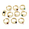 316 Stainless Steel with Natural Mixed Gemstone Cuff Rings RJEW-Z098-01G-11-4