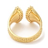 Rack Plating Brass Leaf Open Cuff Rings with Cubic Zirconia RJEW-D008-08G-3