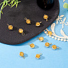 12Pcs Brass & Glass Imitation Cat Eye Round Charms PALLOY-TAC0237-02-5