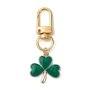 Lucky Clover Alloy Enamel Pendant Decoration HJEW-JM02502-01-1