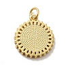 Flat Round with Saint Brass Micro Pave Clear Cubic Zirconia Pendants KK-G419-25G-3
