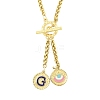 Ion Plating(IP) 304 Stainless Steel Blue Enamel Letter & Eye Pendant Wheat Chain Necklaces STAS-Z102-01G-G-1