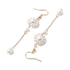 Shell Pearl with Brass Dangle Earrings for Women EJEW-TA00558-4