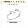 1Pc Letter Brass Rhinestone Open Cuff Rings for Women AJEW-LP0004-47A-S-2
