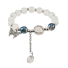 Alloy Butterfly Charm Handmade Lampwork Round Beaded Stretch Bracelets for Women AL-CBA1A3E-01P-2
