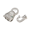 Brass Micro Pave Cubic Zirconia Fold Over Clasps ZIRC-L062-K01-P-2