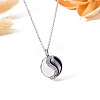 Women's Stainless Steel Rhinestones Flat Round with Yin-yang Memorial Urn Necklace for Ashes PW-WG1E4F5-01-2