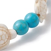 Round & Turtle Dyed Synthetic Turquoise & Magnesite Beaded Stretch Bracelets for Women BJEW-JB10936-02-4