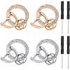 BENECREAT 2 Sets 2 Colors  Zinc Alloy Crystal Rhinestone Spring Gate Rings ALRI-BC0001-02-1