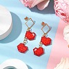 Handmade Glass Seed Beads Heart Stud Earrings EJEW-MZ00279-01-2