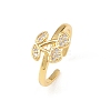Brass Micro Pave Cubic Zirconia Cuff Rings for Women RJEW-B153-03G-4