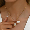 Brass Micro Pave Cubic Zircon Flower Pendant Necklaces for Women GH1932-2-1