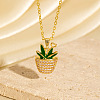 Cinco de Mayo Brass Pave Cubic Zirconia Enamel Green Cactus Pendant Necklaces for Women WG6DDE4-01-1