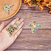 3Pcs 3 Colors Brass Bookmark with Long Chains AJEW-SC0002-88-3