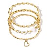 Mother's Day MAMA Heart Charm Brass Round Beaded Stretch Bracelet Sets TK0566-44-1