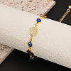 Vintage Beach Brass Coin Blue Evil Eye Link Chain Anklets for Women MD8802-4