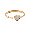304 Stainless Steel & Natural Shell & Imitation Pearl Cuff Rings for Women RJEW-G372-01G-01-4