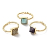 Natural Mixed Gemstone Pyramid Open Cuff Ring RJEW-M155-06G-1