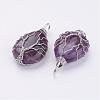 Natural Amethyst Pendants G-P269-05-P-1