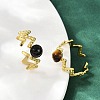316 Stainless Steel with Natural Mixed Gemstone Cuff Rings RJEW-Z098-01G-03-3