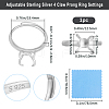 1Pc Adjustable Rhodium Plated Sterling Silver Finger Ring Components STER-BBC0006-95P-2