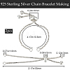 2Pcs 925 Sterling Silver Box Chain with Stop Beads & Loops STER-BBC0006-53-2