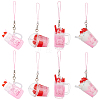 Olycraft 8Pcs 4 Style PVC Plastic Strawberry Ice Cream Cup Pendant Decorations HJEW-OC0001-08-1