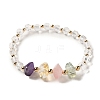 Faceted Natural Quartz Crystal Stretch Beaded Bracelets BJEW-P318-01G-02-1