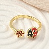 Brass Enamel Cuff Rings for Women RJEW-F196-02A-G-2