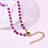 304 Stainless Steel with Glass Faceted Rondelle Bead Handmade Link Chain Birth Stone Necklaces for Women NJEW-G195-01G-03-2