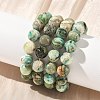 Natural Green Line Jasper Round Beaded Stretch Bracelets for Women BJEW-F535-02D-1